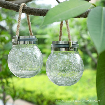 Garden Night Solar Holiday Decoration Ball-Shaped  Crackle Glass Table Lamp